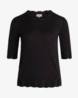 LOUISANN SHORT SLEEVE PULLOVER WITH POINTELLE