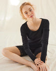 ORGANIC COTTON BLOUSE WITH LACE HEM